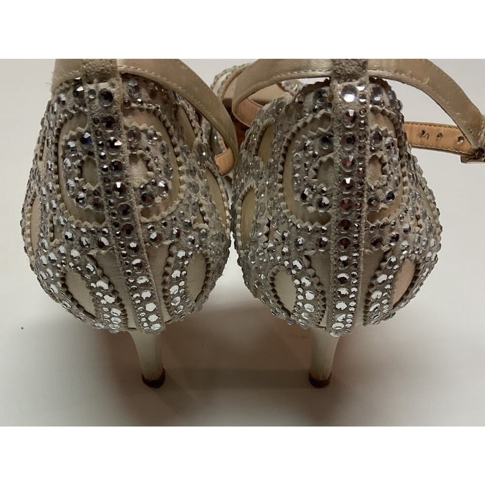 Badgley Mischka Roxy Heels Ivory Size 10 Bridal Prom Shoes - Picture 5 of 11